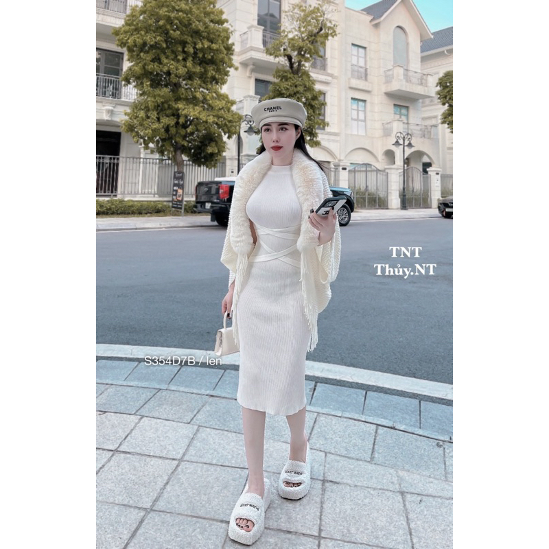 💋Set đầm + khoác len cao cấp