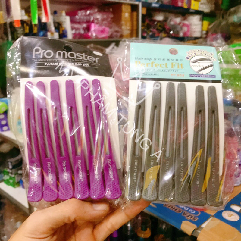Kẹp Mỏ Vịt Có Dây Thun Chống Gãy Tóc(1 vịt /6 Cái) Màu Ngẫu Nhiên