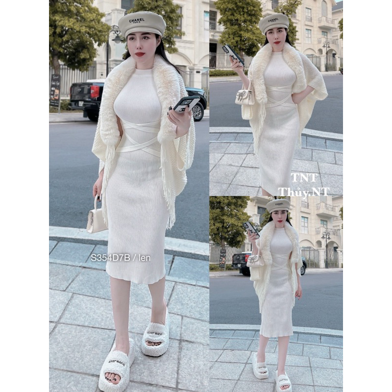 💋Set đầm + khoác len cao cấp