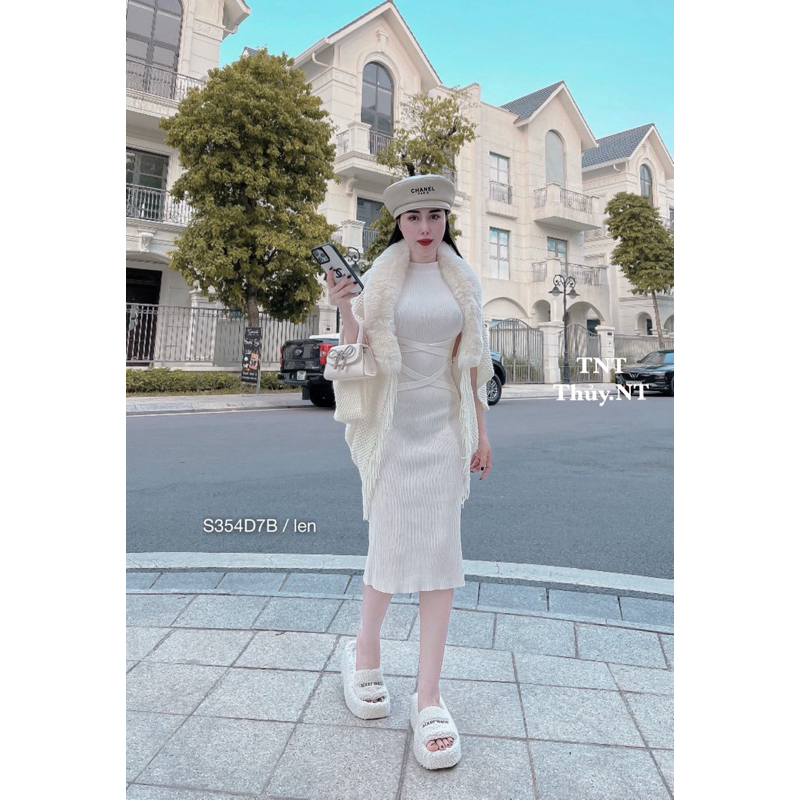 💋Set đầm + khoác len cao cấp