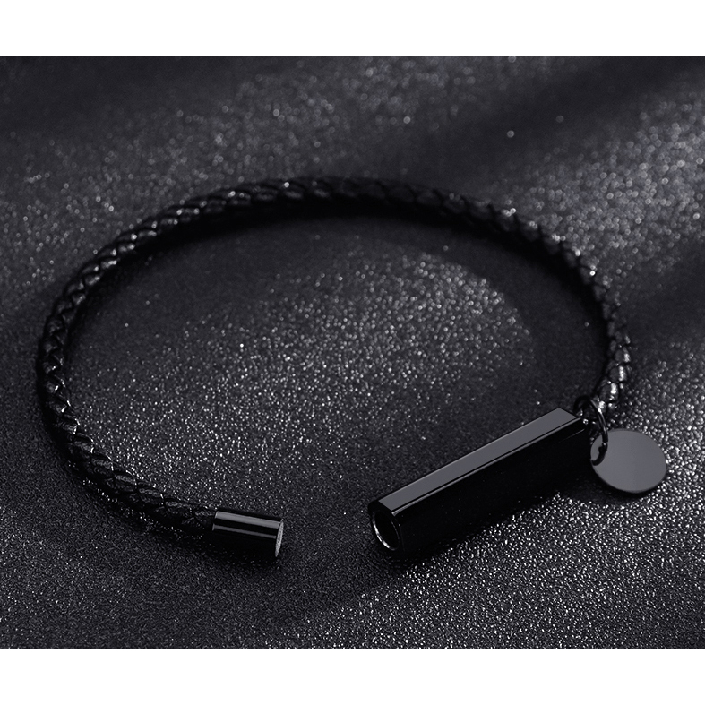 Vòng tay Da Nam Dạng Gài, Nam Châm Màu Đen Chất SAZ Phong Cách Cá Tính - Lắc Tay Da Tổng Hợp