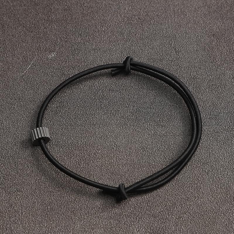 Vòng tay Da Nam Dạng Gài, Nam Châm Màu Đen Chất SAZ Phong Cách Cá Tính - Lắc Tay Da Tổng Hợp