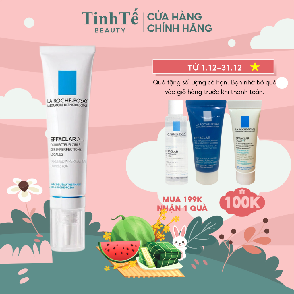 Kem giảm mụn chuyên biệt dành cho các đốm mụn La Roche-Posay Effaclar A.I. 15ml