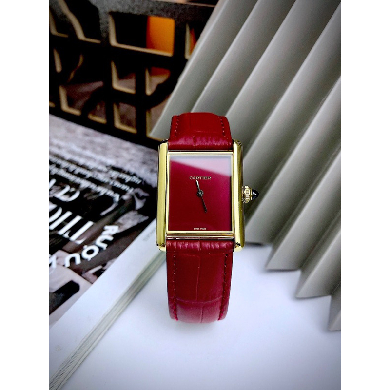 Đồng Hồ Nữ Cartierrr Mặt Chữ Nhật Dây Da Máy Quartz