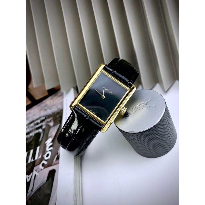 Đồng Hồ Nữ Cartierrr Mặt Chữ Nhật Dây Da Máy Quartz