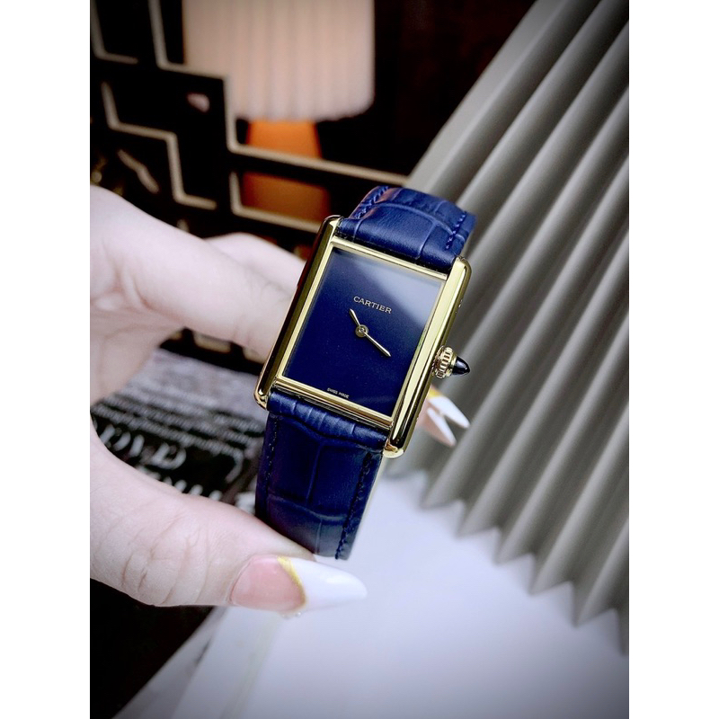 Đồng Hồ Nữ Cartierrr Mặt Chữ Nhật Dây Da Máy Quartz