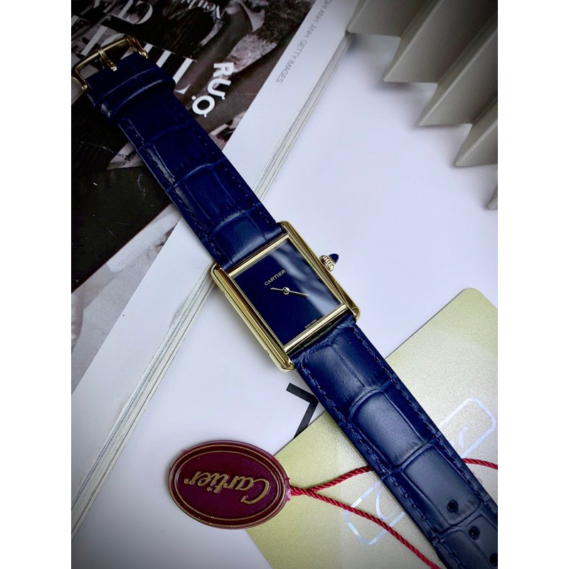Đồng Hồ Nữ Cartierrr Mặt Chữ Nhật Dây Da Máy Quartz