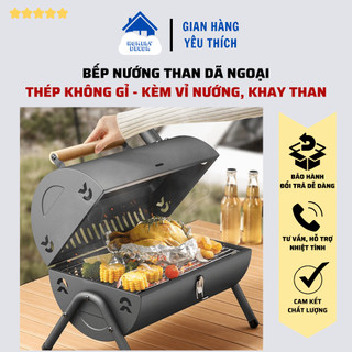  🚛FREESHIP 🆓 Bếp Nướng Than Dã Ngoại - Chất Thép Không Gỉ Kèm Vỉ Nướng Inox Khay Đựng Than Nướng Thịt Siêu Ngon 