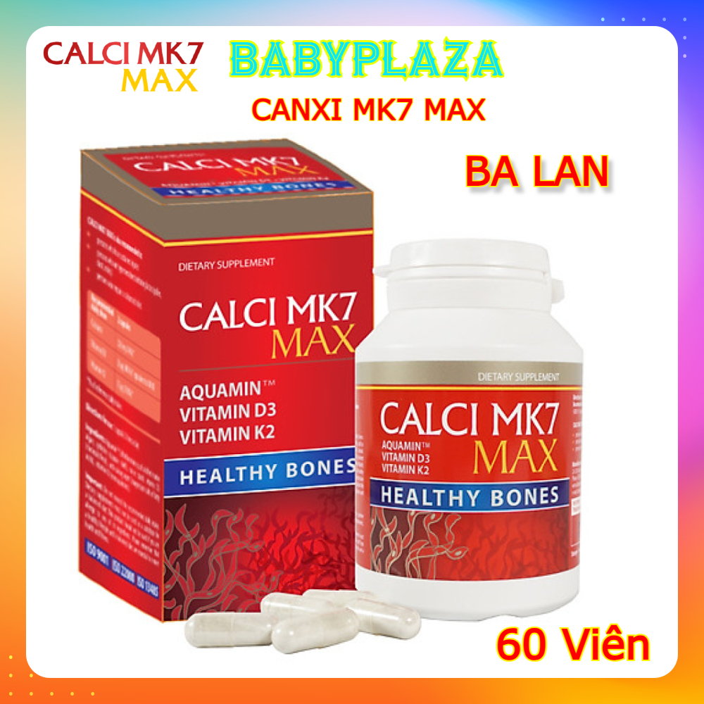 Calci MK7 Max Bổ sung canxi tảo đỏ tự nhiên,D3,MK7 hộp 60v-Tăng chiều cao cho trẻ dậy thì,bà bầu,ngư