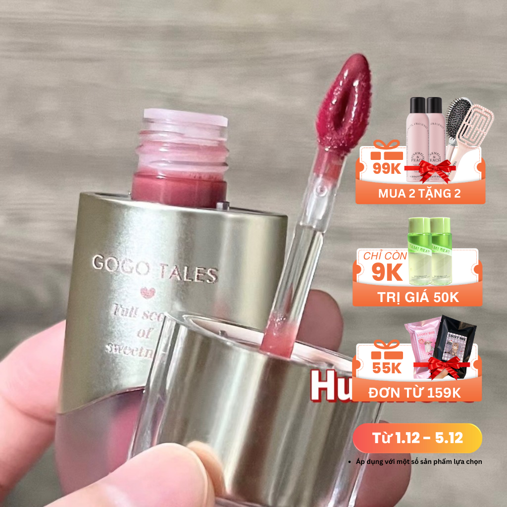 Son kem GOGO TALES Water Sensitive Light Mist Lip Glaze Sensing Bare Blur Water Tint GT579 GT286 GT579 GOGO162
