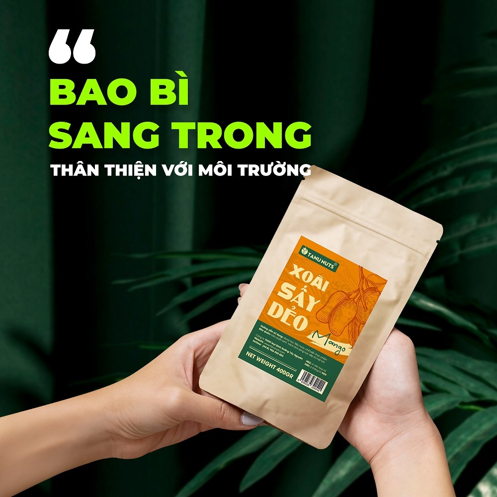 Xoài sấy dẻo TANU NUTS túi 400g, trái cây sấy tốt cho người ăn kiêng, bà bầu.