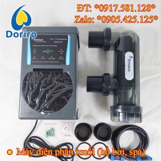 Máy điện phân muối hồ bơi; điện cực bằng titan; mã hiệu ssc; hiệu emaux; dùng cho thể tích hồ bơi 45m3, 70m3, 110m3
