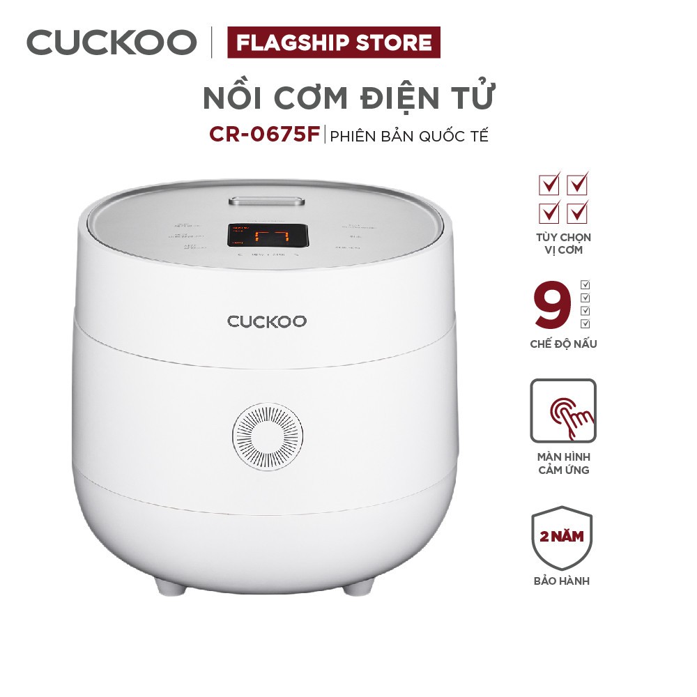 Nồi cơm điện tử CUCKOO CR-0675F phiên bản quốc tế 1,08 lít- Lòng nồi chống dính - Hàng chính hãng