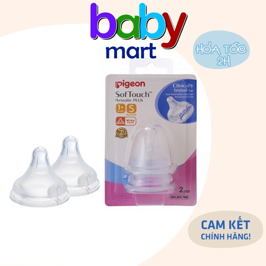 {TÁCH LẺ } 1 Núm Ti Pigeon Softtouch Cho Bình Cổ Rộng {HÀNG NHẬP KHẢU}