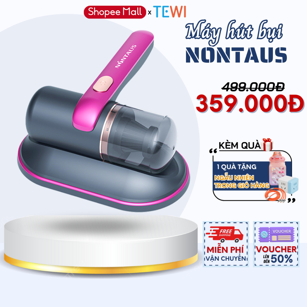 Máy Hút Bụi Giường Nệm TEWI NONTAUS Cầm Tay Không Dây Diệt Khuẩn UV, Tặng Kèm Lõi Hút Bụi HEPA Cao Cấp