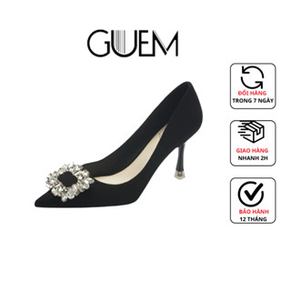 Giày cao gót nữ 8cm mũi nhọn da lộn khóa đá A32