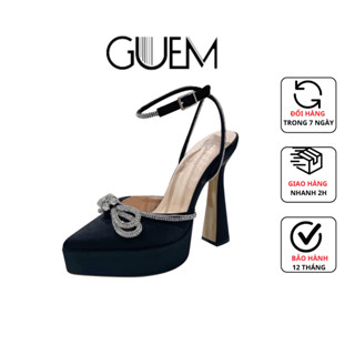 Giày Cao Gót Sandal Nữ 13cm Sục Bít Mũi Nơ Đính Đá Phong Cách Thời Trang A10