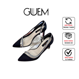 Giày Cao Gót Nữ 7cm Bít Mũi Nhọn Phối Mika Đính Đá A19