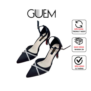 Giày cao gót nữ 7cm mũi nhọn gót nhọn quai đính đá xoàn chéo A18