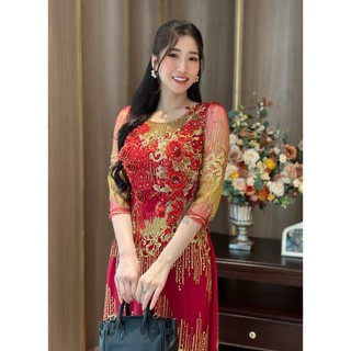 Đầm dạ hội kim tuyến đỏ, cao cấp sang trọng, đầm dự tiệc