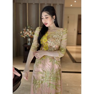 Đầm dự tiệc phối hoa , kim tuyến lấp lánh, sang trọng cao cấp
