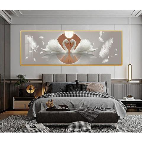 Mẫu tranh thiên nga tráng gương 5D, phù hợp treo đầu giường phòng ngủ