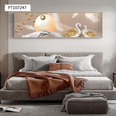 Mẫu tranh thiên nga tráng gương 5D, phù hợp treo đầu giường phòng ngủ