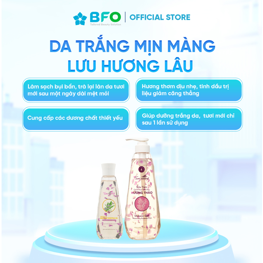 Sữa Tắm Dưỡng Trắng Da Cánh Hoa Tinh Dầu Hương Thảo Tami Natural Dung Tích 260ml/600ml