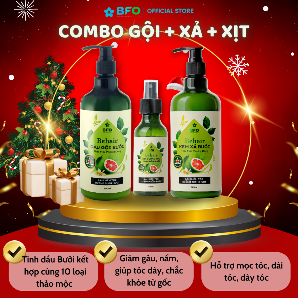 COMBO gội xã tinh dầu bưởi Behair BFO