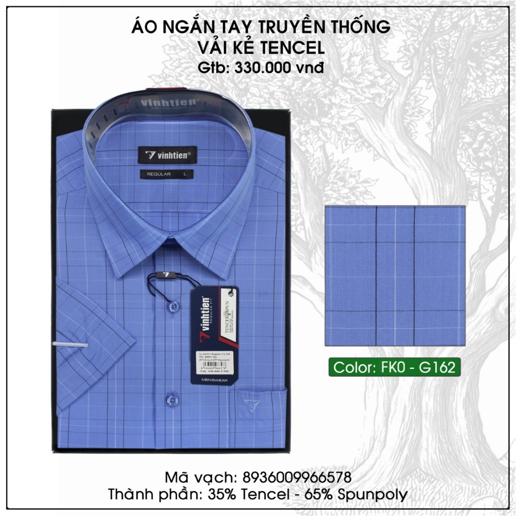 Áo Sơ Mi Tay Ngắn Vĩnh Tiến Sọc Caro Form Regular Vạt Ngang 330 - Mẫu 2