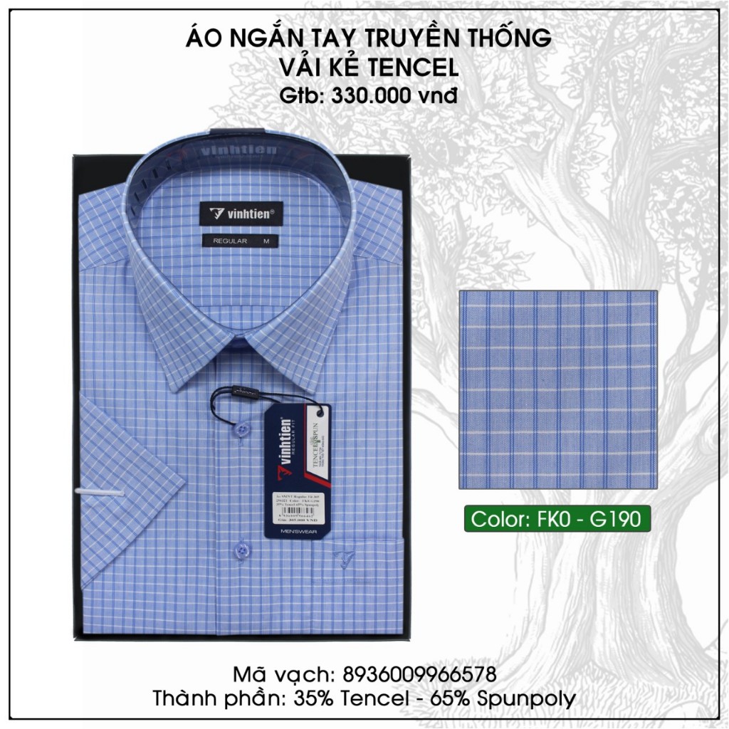 Áo Sơ Mi Tay Ngắn Vĩnh Tiến Sọc Caro Form Regular Vạt Ngang 330 - Mẫu 2