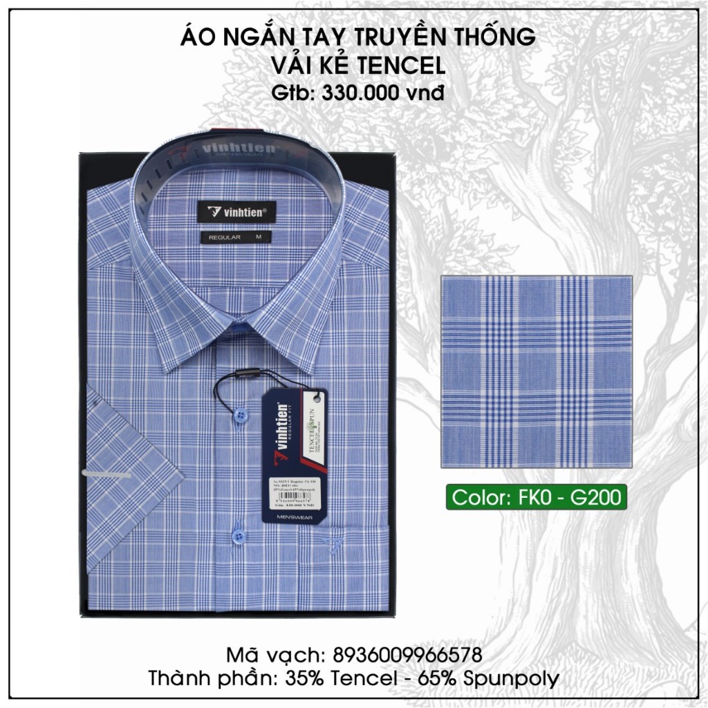 Áo Sơ Mi Tay Ngắn Vĩnh Tiến Sọc Caro Form Regular Vạt Ngang 330 - Mẫu 2