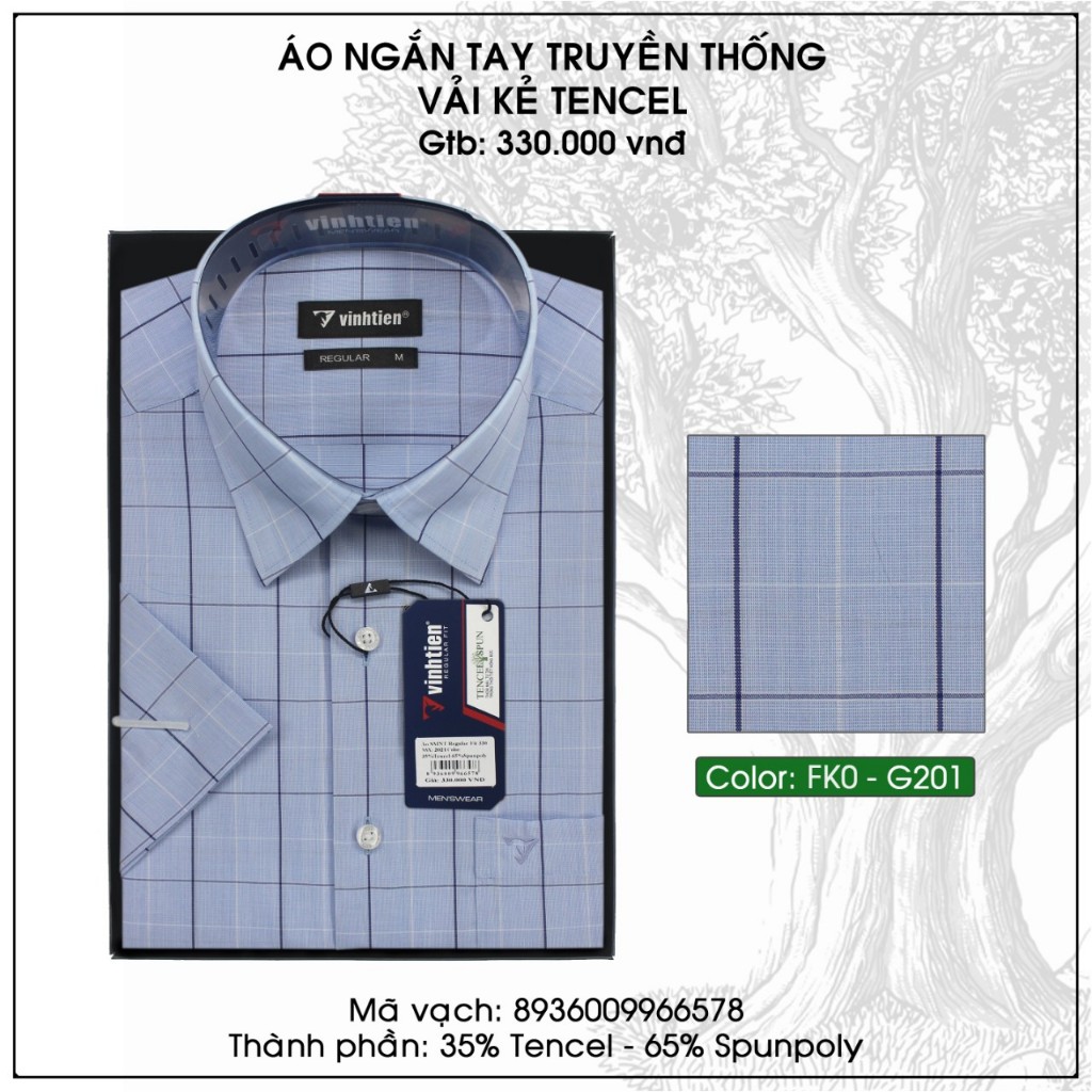Áo Sơ Mi Tay Ngắn Vĩnh Tiến Sọc Caro Form Regular Vạt Ngang 330 - Mẫu 2