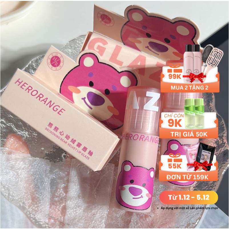 Son velvet son kem lì gấu dâu HERORANGE son gấu son HERORANGE mềm mịn lâu trôi Beckoning BearLip Glaze HERO29