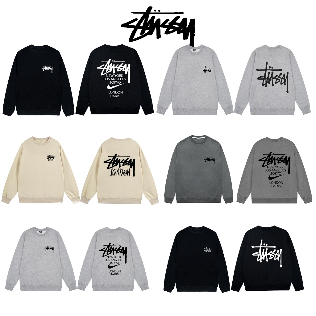 Áo sweater Stussy nỉ bông cao cấp siêu dày, khoác 2 lớp stussy mũ zip bassic form rộng nam nữ unisex LOIX