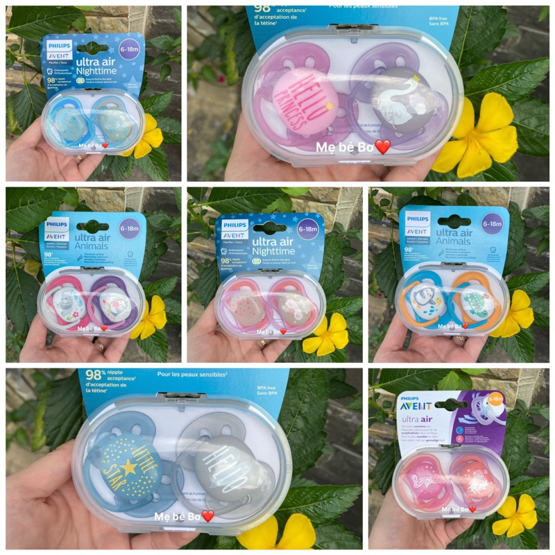[6-18m] Ti giả Avent, ty giả Avent Ultra Air Avent Ultra Soft và Nighttime dạ quang cho bé từ 6-18th
