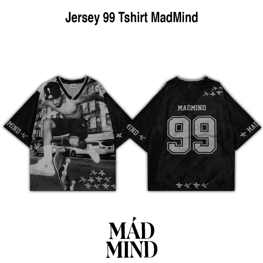 Áo Jersey Ngắn Tay In Toàn Thân 99 Jersey Madmind - Màu Đen