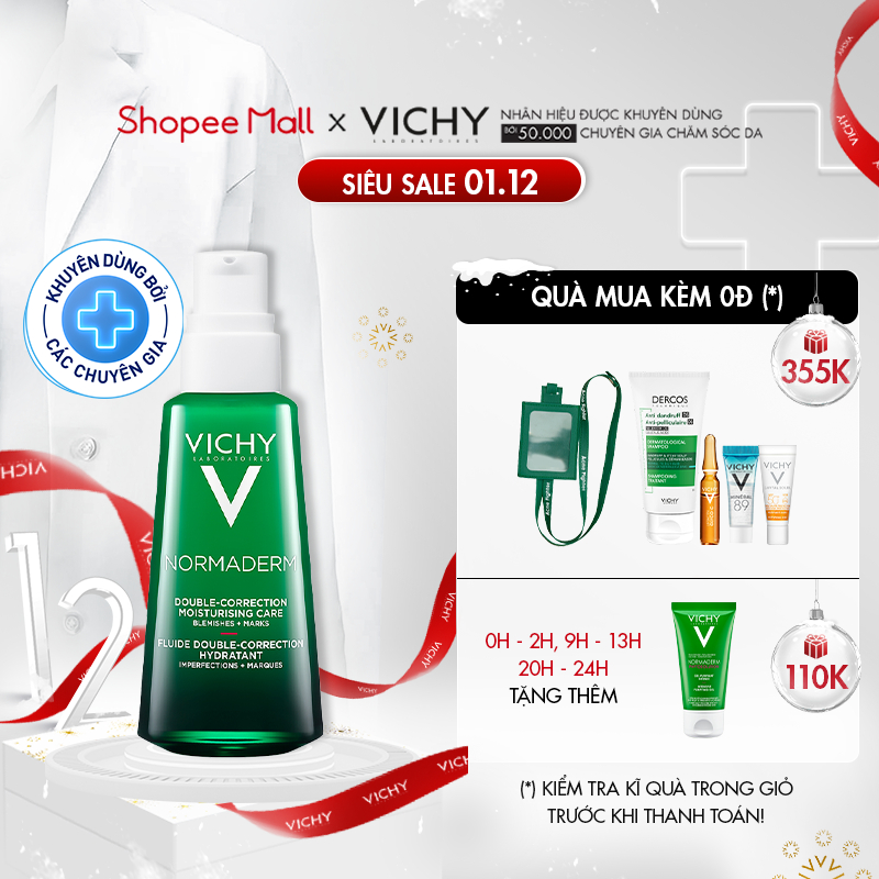 Kem dưỡng dạng gel sữa cho da mụn với tác động kép Vichy Normaderm Phytosolution Double-Correction Daily Care 50ml