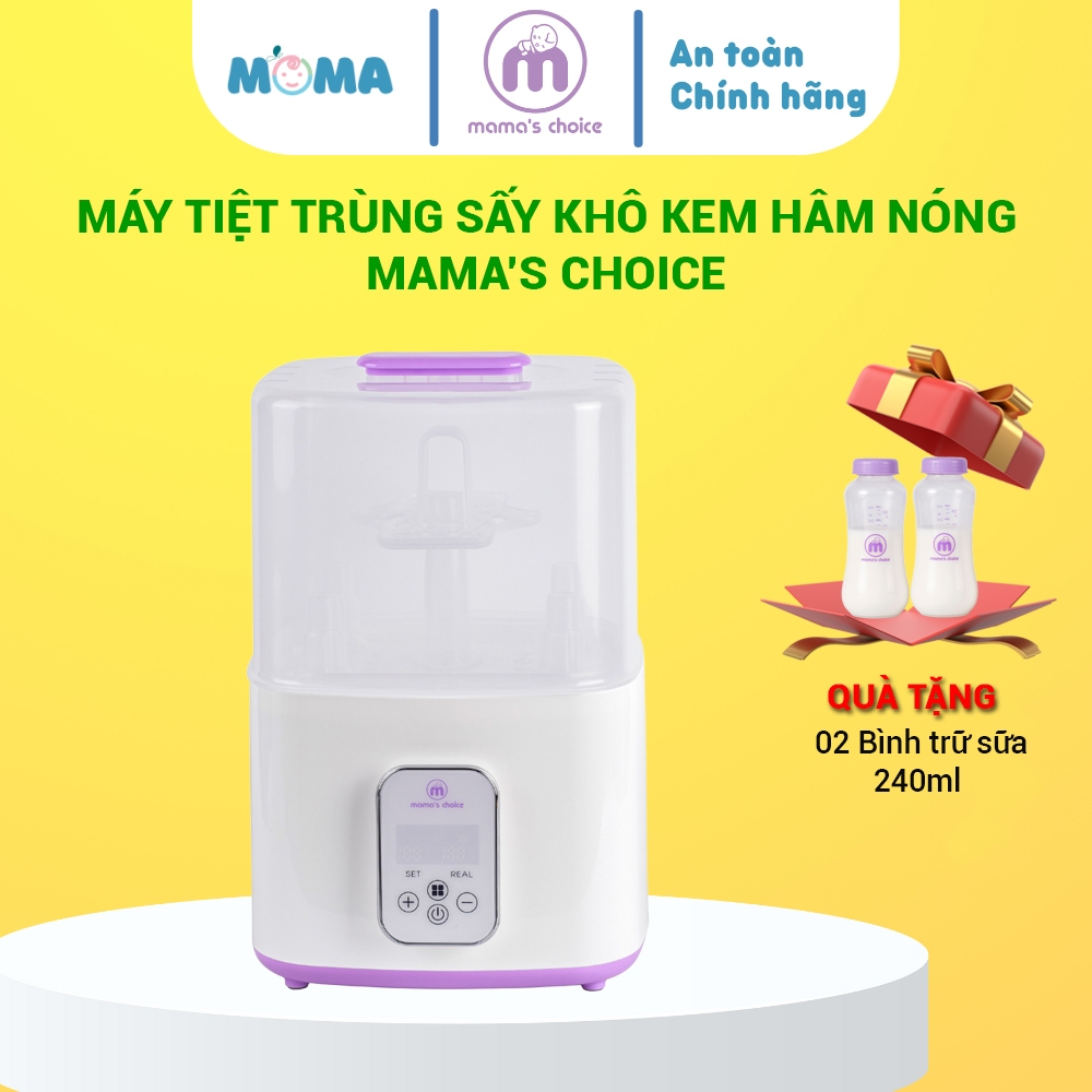 Máy Tiệt Trùng Sấy Khô Kèm Hâm Nóng Bình Sữa Mama's Choice | Khử Trùng Phụ Kiện, Sấy Khô khép kín, Hâm Nóng Nước và Sữa