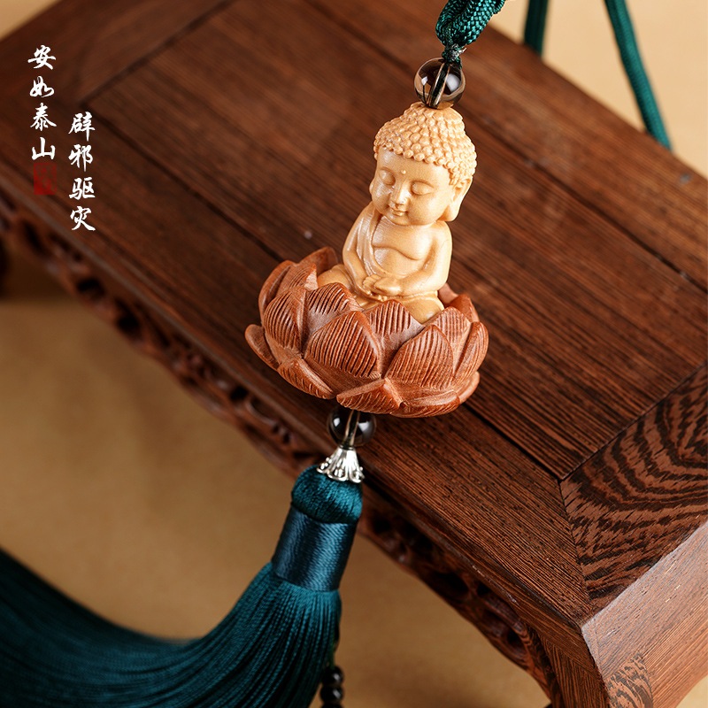 Khánh Liên Hoa Trang Trí Xe Hơi Dây Treo Phật Sen Gỗ Hoàng Dương Trang Trí Ô Tô