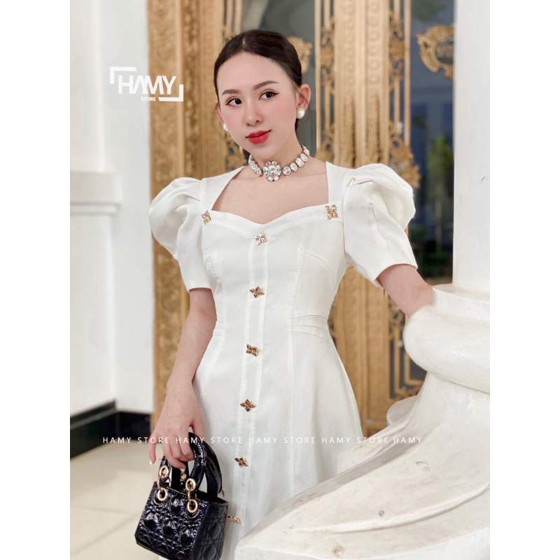 Đầm Có Tay Nút Hoa