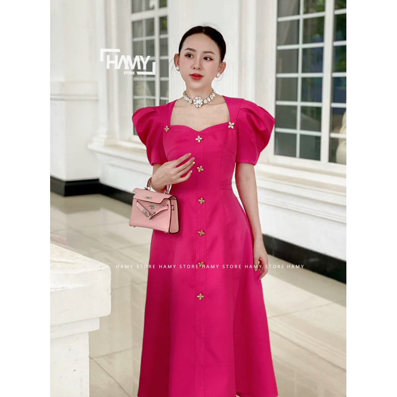 Đầm Có Tay Nút Hoa