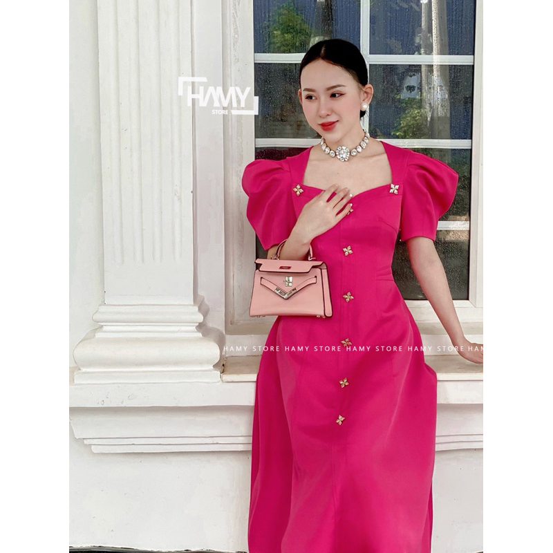 Đầm Có Tay Nút Hoa