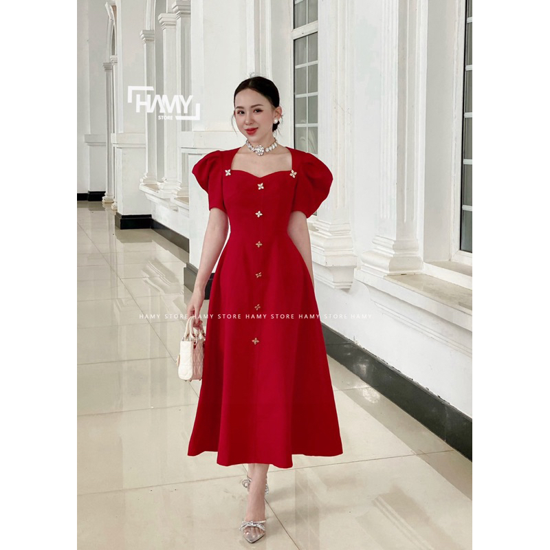 Đầm Có Tay Nút Hoa