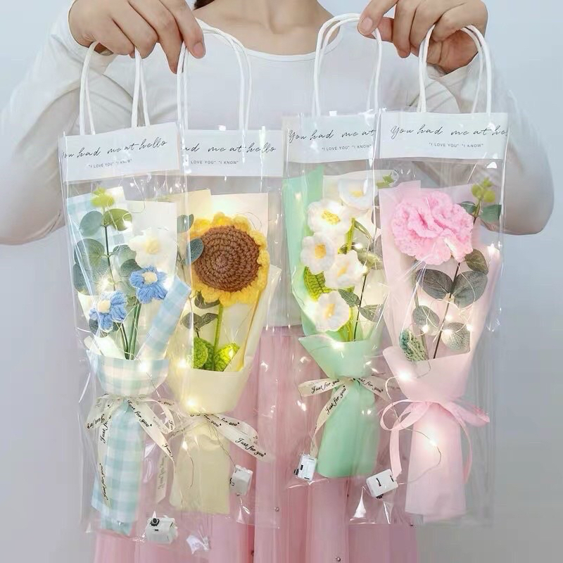 Túi Đựng Hoa Có Quai Xách-ko kèm hoa [Len Lẻn Lèn Len Shop]