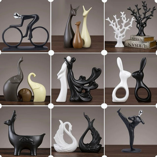 Bộ mô hình, bình góm, tượng trang trí độc đáo, decor kệ tủ sang trọng, hiện đại