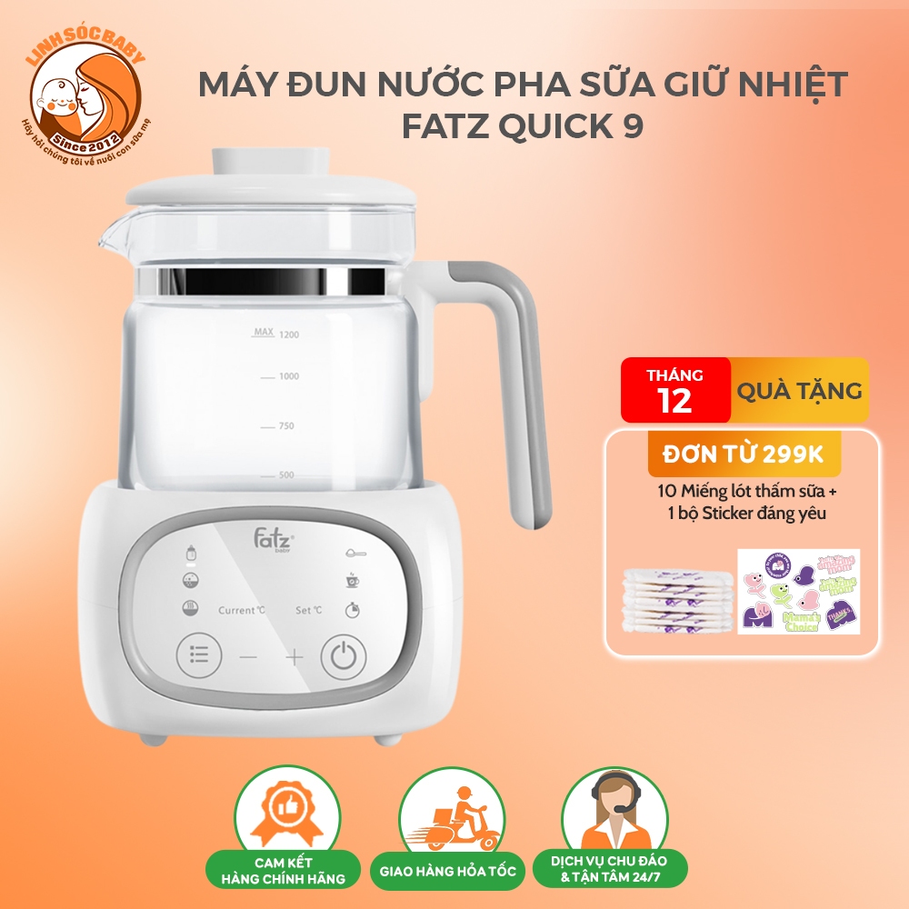 Máy đun nước pha sữa giữ nhiệt Fatz Quick 9 chính hãng | Chế độ khử clo thông minh an toàn cho bé và cả nhà