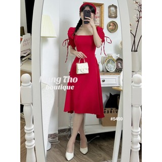 Đầm váy đỏ rút tay cổ vuông (HÌNH THẬT ĐỘC QUYỀN nangtho.ct) 5459