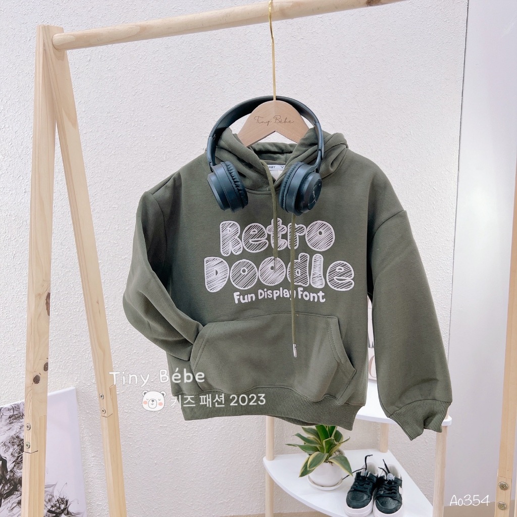 (A354) Áo hoodie in chữ phong cách Hàn Quốc cho bé trai 18-32kg - Tiny Bébe