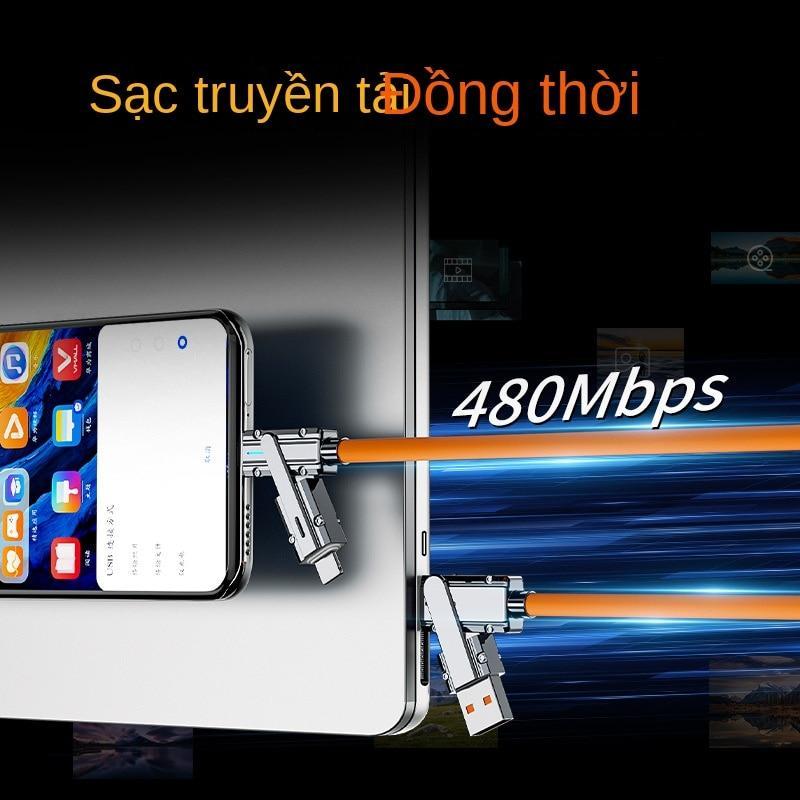 Dây Sạc Nhanh PKSAIGON 4IN1 Bằng Silicon Siêu Bền, Tốc Độ Sạc Nhanh 100W Bảo Hành 12 Tháng PKSAIGON